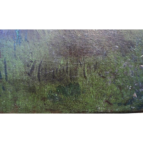 642 - HEINRICH MAX,1847-1900: 'LIBERTY...'- A NUN IN A GARDEN with a bird cage, oil on canvas 79 x 63cm, i... 