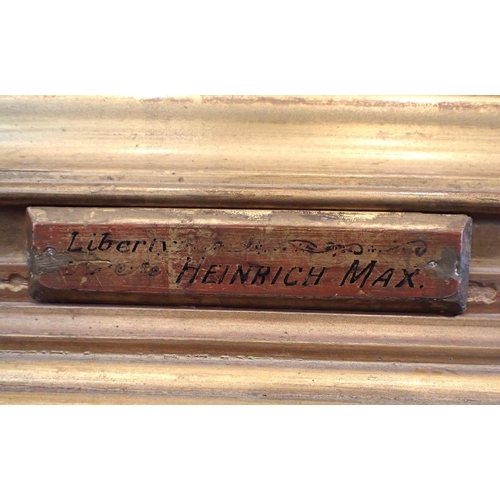 642 - HEINRICH MAX,1847-1900: 'LIBERTY...'- A NUN IN A GARDEN with a bird cage, oil on canvas 79 x 63cm, i... 