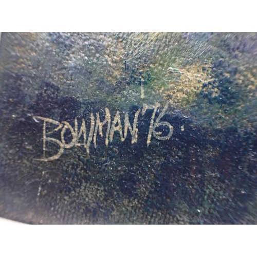 645 - MICHAEL BOWMAN, B.1943: COUNTRY VIEW oil on board 49 x 59cm (framed), and another of a cottage (2)