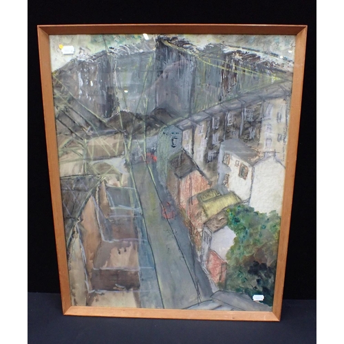 646 - 'URSY' 'QUARRY STEPS, BRISTOL', MIXED MEDIA coloured chalk, watercolour, unsigned but inscribed to b... 