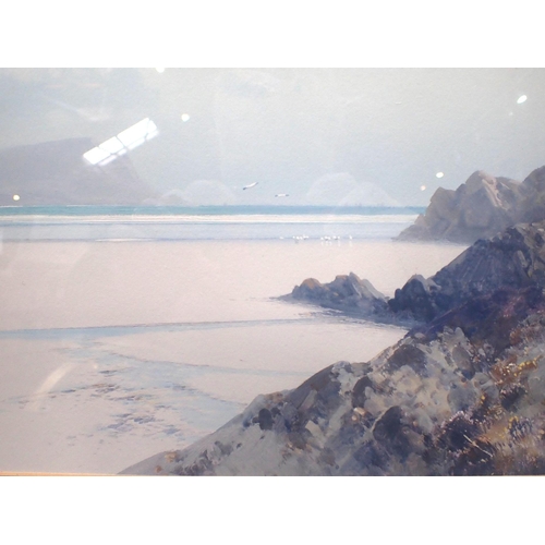 648 - FREDERICK JOHN WIDGERY 1861-1942: 'MOUTH OF THE GANNEL, NEWQUAY' watercolour/gouache 46 x 63cm (fram... 