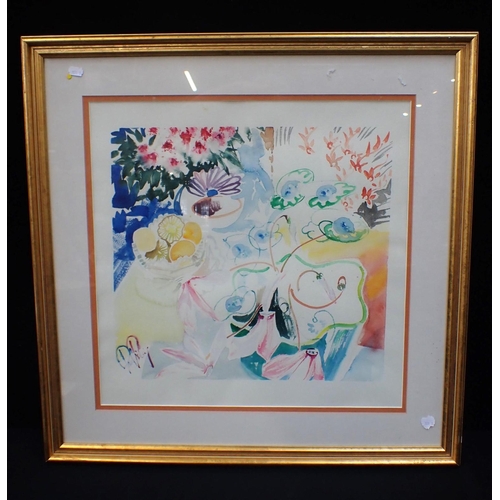 659 - PAUL RILEY, b.1940: STILL LIFE, WITH CYCLAMEN watercolour, in gilt frame 77 x 77cm