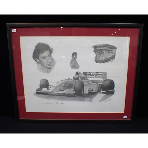 660 - LIMITED EDITION AYRTON SENNA FRAMED PRINT Signed limited print by Allan Cotterill, number 69 of 950.... 