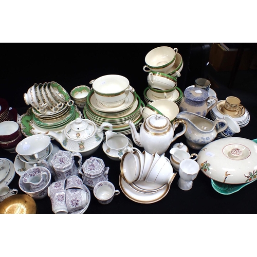 69 - A QUANTITY OF DINNER AND TEA WARE including a Victorian child's tea set (a/f), and other items (some... 