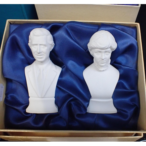 82 - A PAIR OF POOLE POTTERY 1981 ROYAL WEDDING BUSTS limited edition 152/2000, a Wedgwood jasper loving ... 