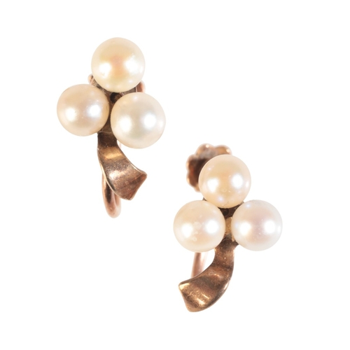 183 - A PAIR OF ANTIQUE PEARL CLOVER EARRINGS

in 9ct yellow gold, each designed as a clover set with thre... 