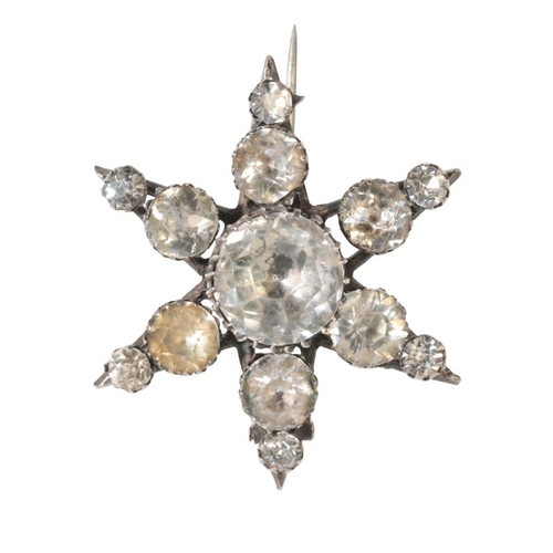 193 - AN ANTIQUE VICTORIAN PASTE STAR BROOCH

in sterling silver, set throughout with round cut paste ston... 
