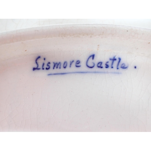 15 - A PAIR OF LARGE BLUE AND WHITE CHARGERS picturing Lismore Castle and Strancally Castle. 46.5cm