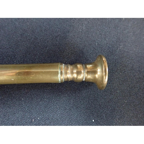 176 - A COPPER AND BRASS COACH HORN 118cm long