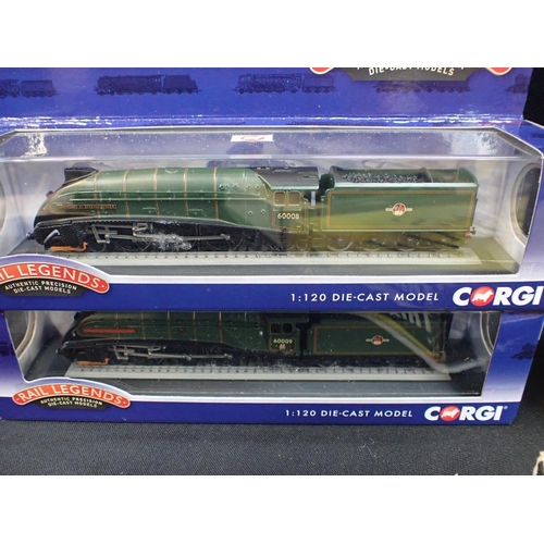 217 - TRIX 1180 FLYING SCOTSMAN SET DOUBLE TENDERS with six boxed Corgi Rail Legends LNER and BR A4 models