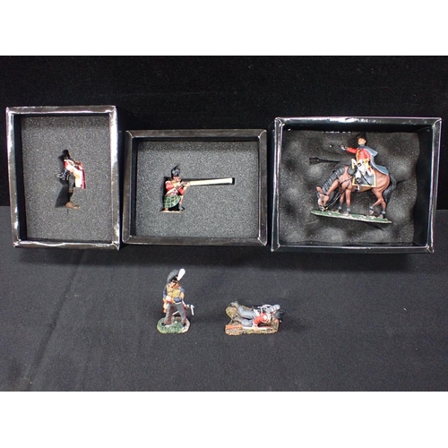 222 - KING & COUNTRY NAPOLEONIC NA127 Coldstream Guards Officer with Colours, NA237 Mounted Napoleon, NA54... 