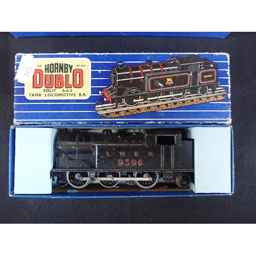 264 - HORNBY DUBLO LOCOMOTIVES BLUE BOXES LT25 LMR 2-8-0, EDL18 Standard Tank,EDL17 0-6-2 Tank