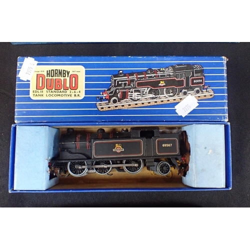 264 - HORNBY DUBLO LOCOMOTIVES BLUE BOXES LT25 LMR 2-8-0, EDL18 Standard Tank,EDL17 0-6-2 Tank