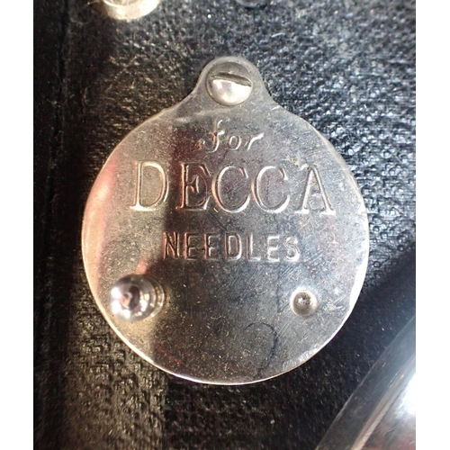 29 - A DECCA 'TRENCH' TYPE 1 PORTABLE GRAMOPHONE in black case, circa 1923 (runs, but needs attention; so... 