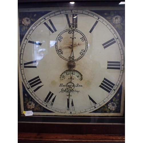 293 - AN OAK LONGCASE CLOCK, HOCKEY & SON, STALBRIDGE thirty hour movement with painted 30cm square dial 2... 