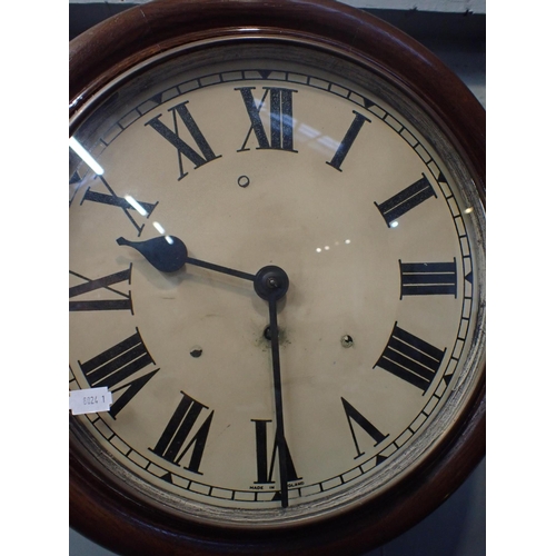 297 - AN OAK-CASED ENGLISH SINGLE TRAIN FUSEE DIAL CLOCK early 20th century, the 30cm dial marked 'Made in... 