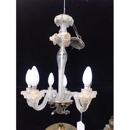 313 - A VENETIAN SIX-BRANCH CHANDELIER (incomplete), a pair of Laura Ashley brass Corinthian column table ... 