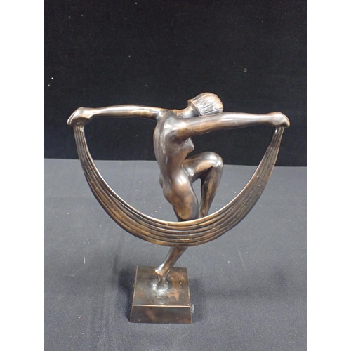 325 - A BRONZE ART DECO STYLE FIGURE 24cm high