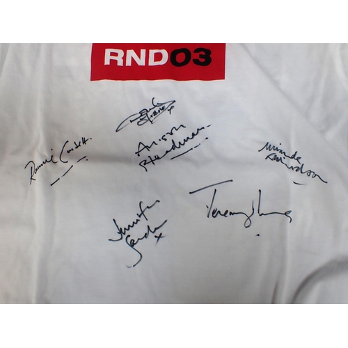 348 - COMIC RELIEF 2004 SIGNED TEE SHIRT AND RED NOSE signed by Ronnie Corbett, Dawn Frech, Alsion Steadma... 