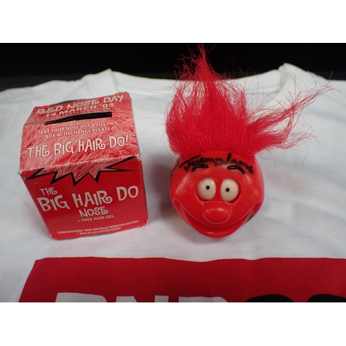 348 - COMIC RELIEF 2004 SIGNED TEE SHIRT AND RED NOSE signed by Ronnie Corbett, Dawn Frech, Alsion Steadma... 