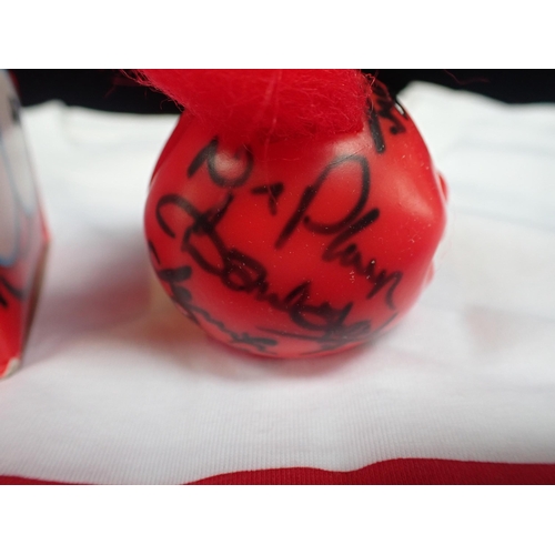 348 - COMIC RELIEF 2004 SIGNED TEE SHIRT AND RED NOSE signed by Ronnie Corbett, Dawn Frech, Alsion Steadma... 