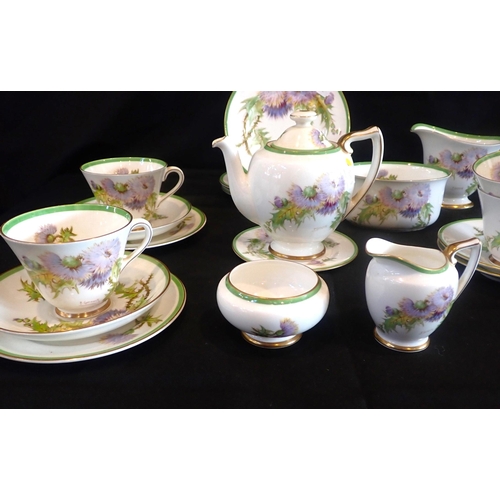 376 - A ROYAL DOULTON 'GLAMIS THISTLE' CABARET SET and other tea ware, by P. Curnock