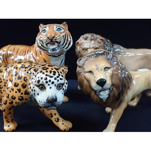 384 - A COLLECTION OF BESWICK WILD CATS Including lions, tiger and cheetah, (4)