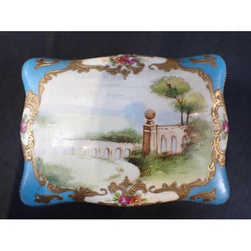 387 - A NORITAKE LANDSCAPE TWO-HANDLED VASE two bowls, and a Sevres style box