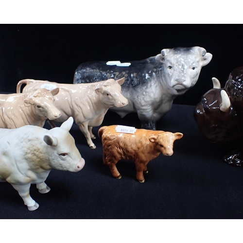 415 - A COLLECTION OF BESWICK BULLS AND COWS including Highland, with other makes