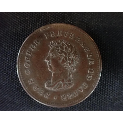 556 - A TRADE & NAVIGATION TOKEN 'PURE COPPER PREFERABLE TO PAPER' 1838 (bust obverse), a few coins and a ... 