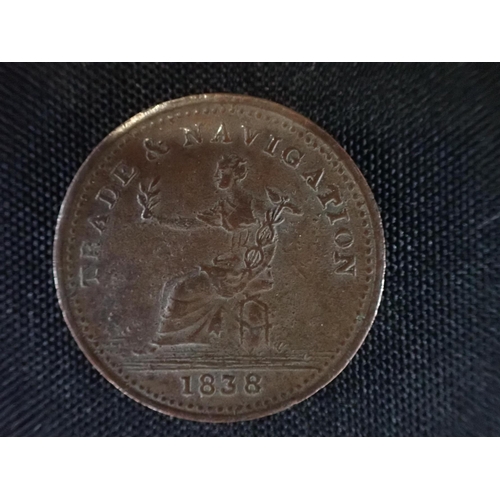 556 - A TRADE & NAVIGATION TOKEN 'PURE COPPER PREFERABLE TO PAPER' 1838 (bust obverse), a few coins and a ... 