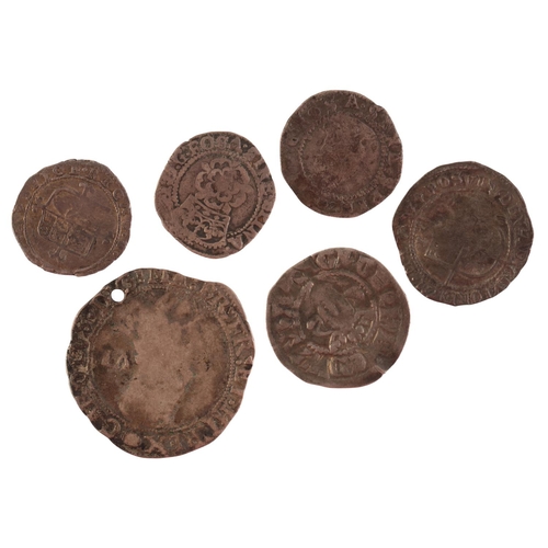 583 - A HENRY VIII HALF-GROAT hammered coin; and four various other hammered coins (5)