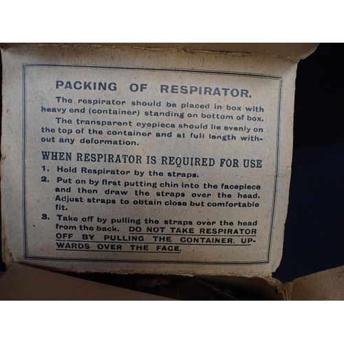 625 - THREE WW2 GAS MASK RESPIRATORS IN THEIR BOXES all from one family