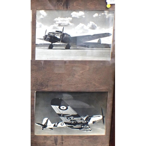 631 - FRAMED PHOTOGRAPHS OF FIGHTER PLANES including an air-to-air view of Fairey Battle, 1649, in flight.