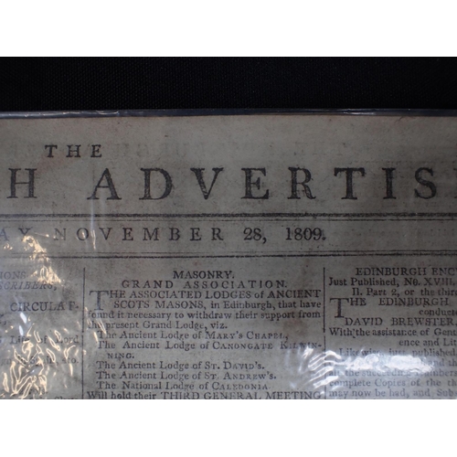 644 - 'MUTINEERS OF THE BOUNTY', 1809, A NEWSPAPER The Edinburgh Advertiser, No. 4791 reporting that event... 