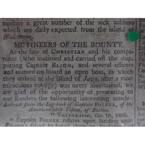 644 - 'MUTINEERS OF THE BOUNTY', 1809, A NEWSPAPER The Edinburgh Advertiser, No. 4791 reporting that event... 