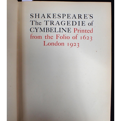 653 - SHAKESPEARE'S THE TRAGEDIE OF CYMBELINE PRINTED FROM THR FOLIO OF 1623 of an edition of 550 (this co... 