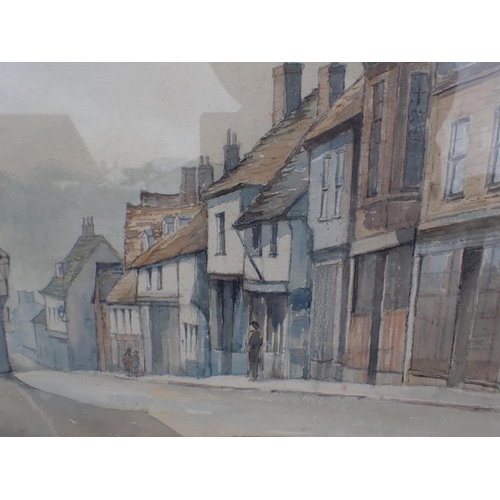 682 - PAIR FRAMED WATERCOLOURS: SHERBORNE, CORFE CASTLE Mary Williams, 76cm x 56m