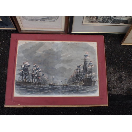 700 - TWO SIMILAR NAUTICAL ENGRAVINGS including 'The French Admiral Count De Grasse Delivering His Sword t... 