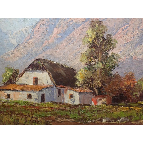 707 - J DE LEEUW: SOUTH AFRICAN VIEWS oil on canvas, laid to board 33 x 38cm framed (2) (craquelure)