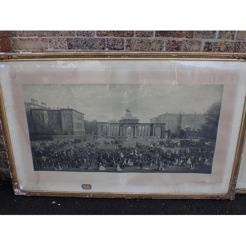 768 - A PAIR OF LARGE 19th CENTURY ENGRAVINGS AFTER HENRY BARRAUD depicting Hyde Park, one with inscriptio... 