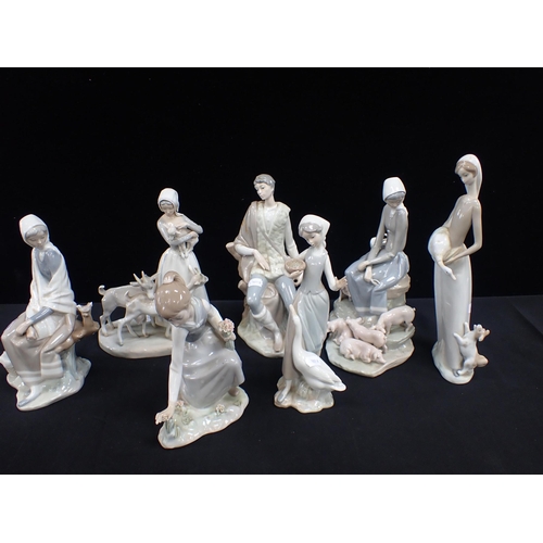 78 - A COLLECTION OF LLADRO FIGURES, INCLUDING GIRL WITH PIGS (some damaged) (7)