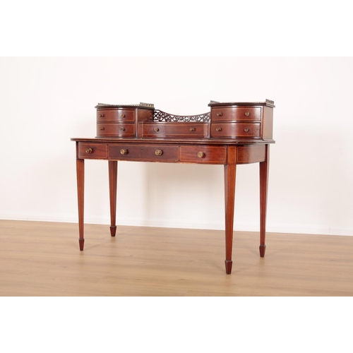 832 - A GEORGE III FIGURED MAHOGANY DESK 18th century and later, converted from a plain table and later in... 