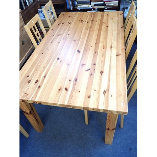 854 - A MODERN PINE KITCHEN DINING TABLE 100 x 180cm (legs removable for transport), a similar pine sidebo... 