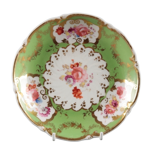 208 - AN H & R DANIEL C-SCROLL CUP AND SAUCER

pattern number 4369, the Shrewsbury green ground decorated ... 