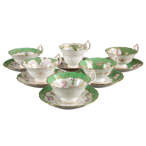 369 - A GROUP OF SIX H & R DANIEL SECOND BELL SHAPE CUPS AND SAUCERS

including teacups in pattern 6635, p... 