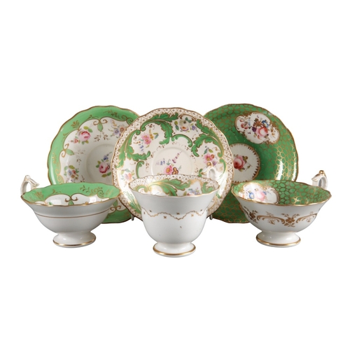 369 - A GROUP OF SIX H & R DANIEL SECOND BELL SHAPE CUPS AND SAUCERS

including teacups in pattern 6635, p... 