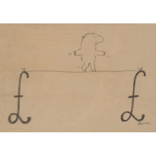 143 - *MELVILLE 'MEL' CALMAN (1931-1994)  'Tax Maze'

A 'Little Man' cartoon, signed, pencil on paper, 18.... 