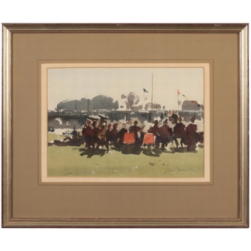 146 - *JOHN YARDLEY (b. 1933) 'The Band at Hampton Yacht Club'

signed lower right, watercolour, 20cm x 28... 