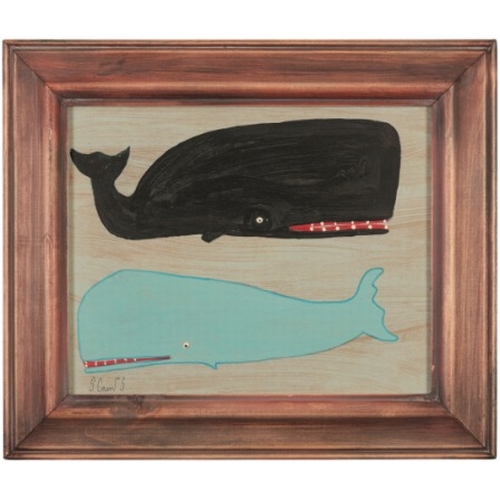 210 - *STEVE CAMPS (b. 1957) 'Blue Whale and Black Whale'

signed lower left, oil on board, 19cm x 24cm

S... 